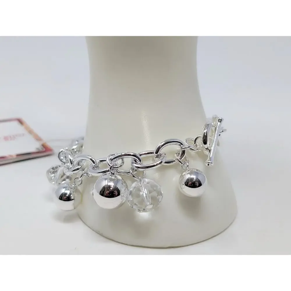 Chico's Bracelet Charm VIP Charmed Life Silver Tone Beaded 8